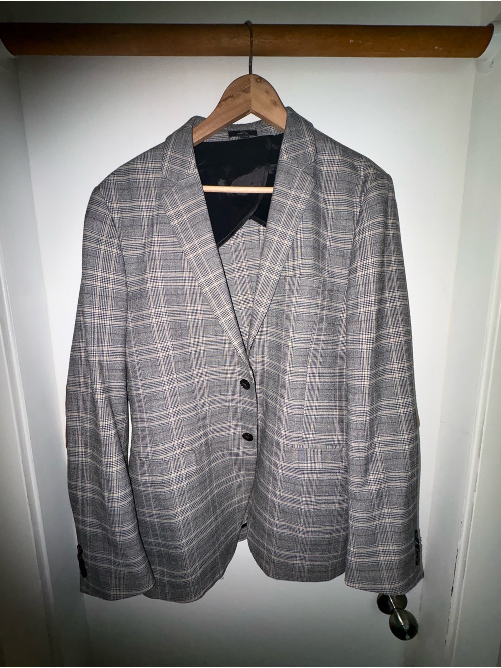 Frank & Oak Gray Plaid Blazer with Subtle Check